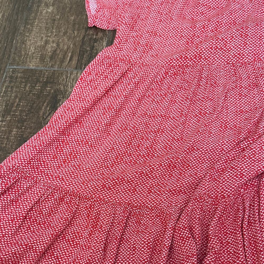 Red Patterned Short Sleeve Dress - Picture 4 of 4